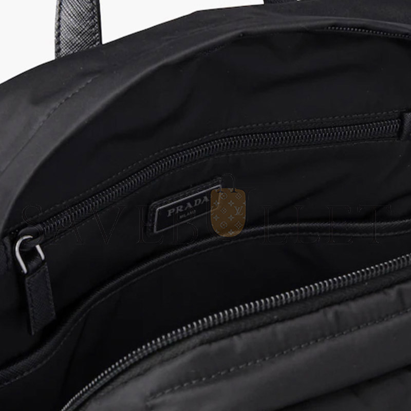 PRADA BLACK RE-NYLON AND SAFFIANO LEATHER BACKPACK 2VZ028 (43*29*16cm)